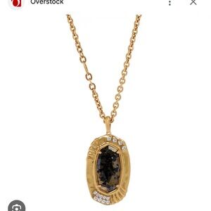 Kendra Scott Gold Necklace with Deep Red Faceted Pendant